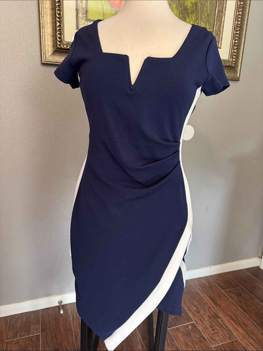 Crave Fame Navy Dress with White Side Panels